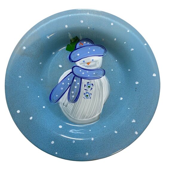 Linens N Things Set of 6 Handpainted Frosty Snowman Figurines Dessert Plates - Picture 3 of 9